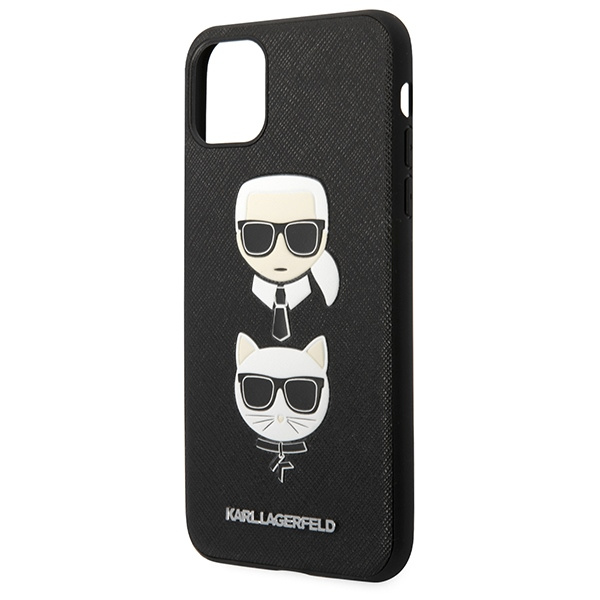 Karl Lagerfeld KLHCN65SAKICKCBK Apple iPhone 11 Pro Max black hardcase Saffiano Ikonik Karl&Choupette Head