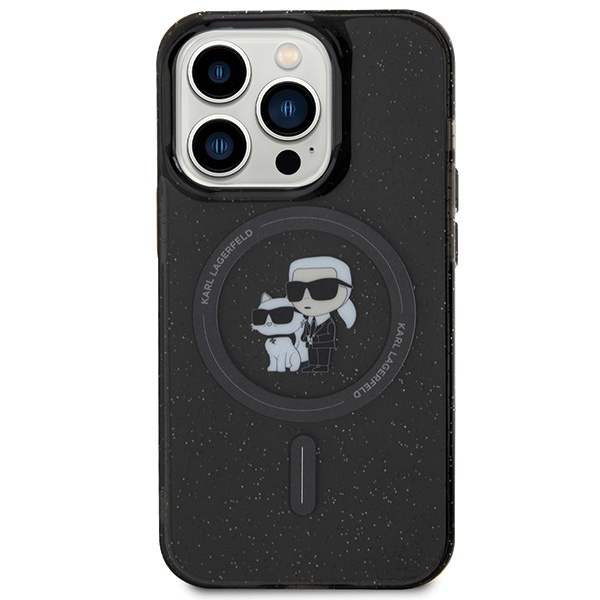 Karl Lagerfeld KLHMP15LHGKCNOK Apple iPhone 15 Pro hardcase Karl&Choupette Glitter MagSafe black