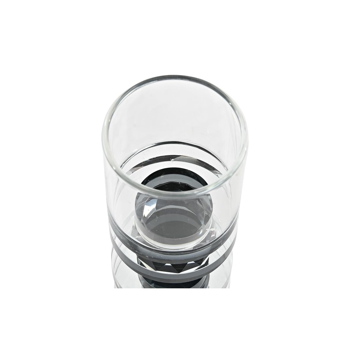 Candleholder DKD Home Decor 6 x 6 x 16 cm Crystal Black Blue