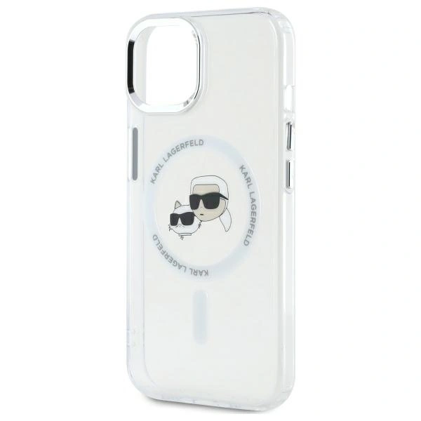 Karl Lagerfeld KLHMP14SHLSKCH Apple iPhone 14 hardcase IML Metal Karl&Choupette Head MagSafe white