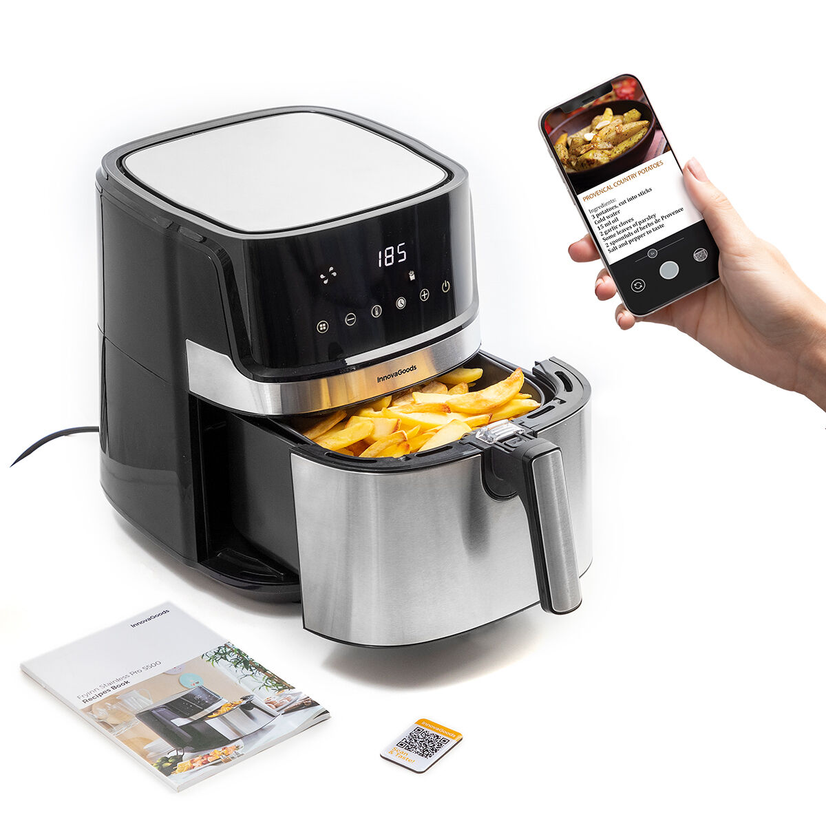 No-Oil Fryer InnovaGoods Fryinn Pro 5500 Black Stainless steel 1700 W 5,5 L No-Oil Fryer InnovaGoods Fryinn Pro 5500 Black Stainless steel 1700 W 5,5 L