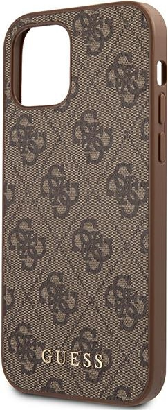 Guess GUHCP12MG4GFBR Apple iPhone 12/12 Pro brown hard case 4G Metal Gold Logo