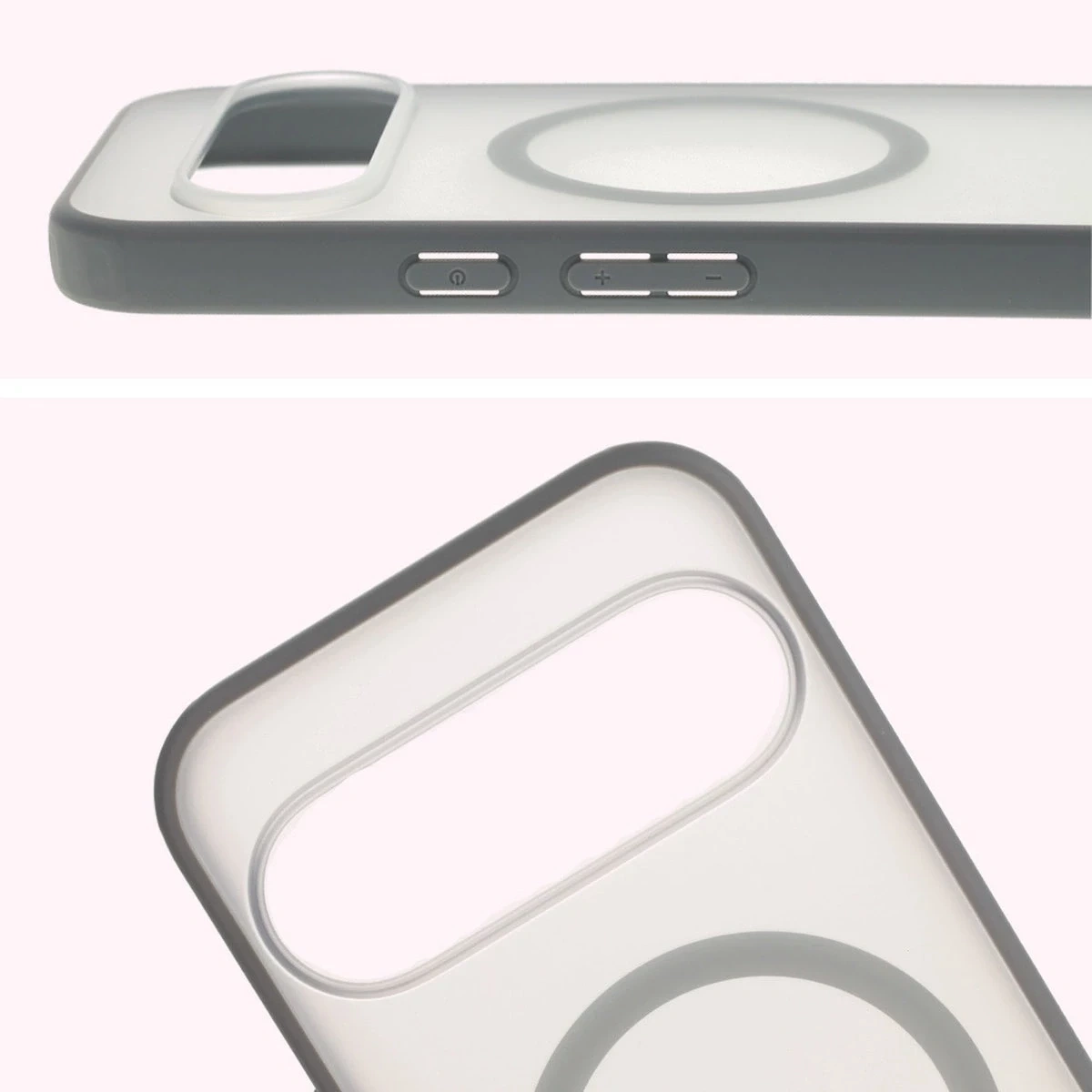 Etui z pierścieniem magnetycznym Bizon Case MatteO do Pixel 10 / 10 Pro przydymione-szare