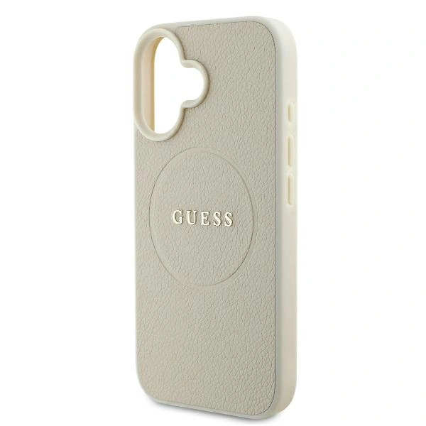Case Guess GUHMP16SPGHSMME Apple iPhone 16 hardcase Grained Ring MagSafe beige