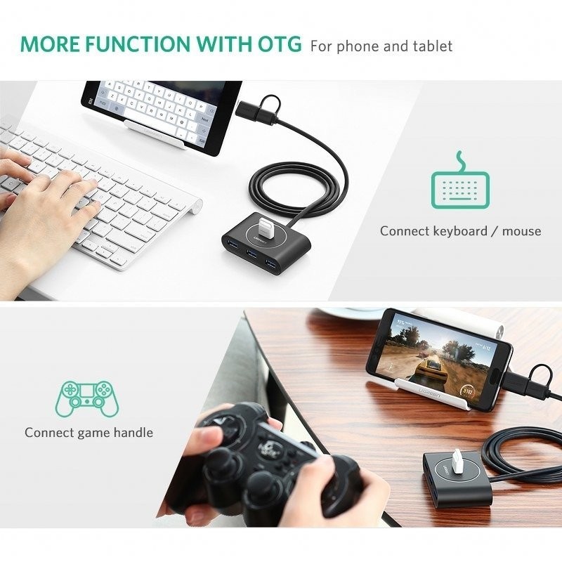 HUB USB 3.0 + USB-C 3.1 UGREEN 4-port, OTG