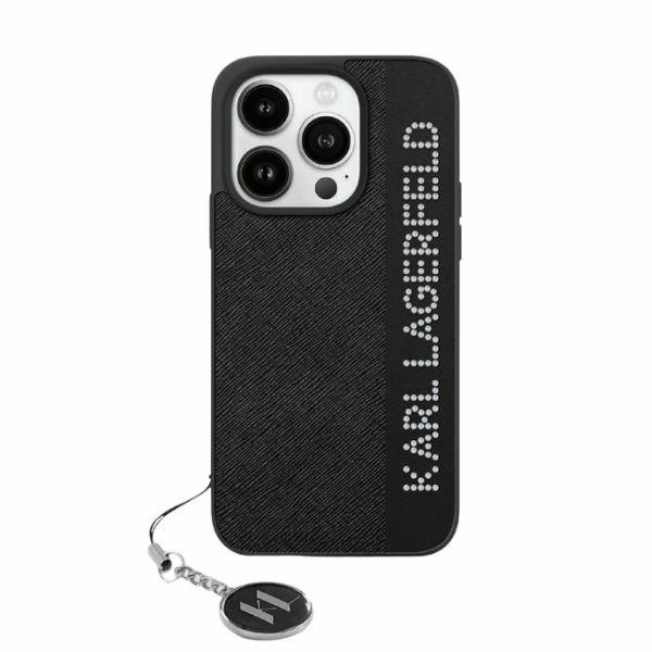 Karl Lagerfeld KLHCP15XPSAKDGCK Apple iPhone 15 Pro Max hardcase Saffiano Rhinestones & Charm black