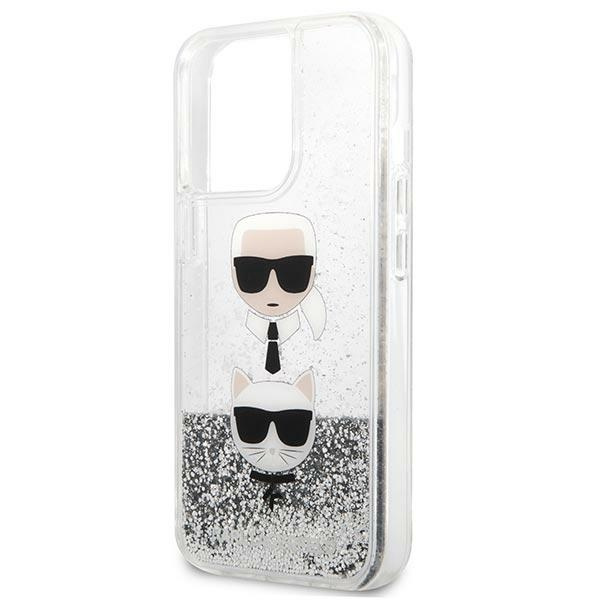 Karl Lagerfeld KLHCP13XKICGLS Apple iPhone 13 Pro Max silver hardcase Liquid Glitter Karl&Choupette Head