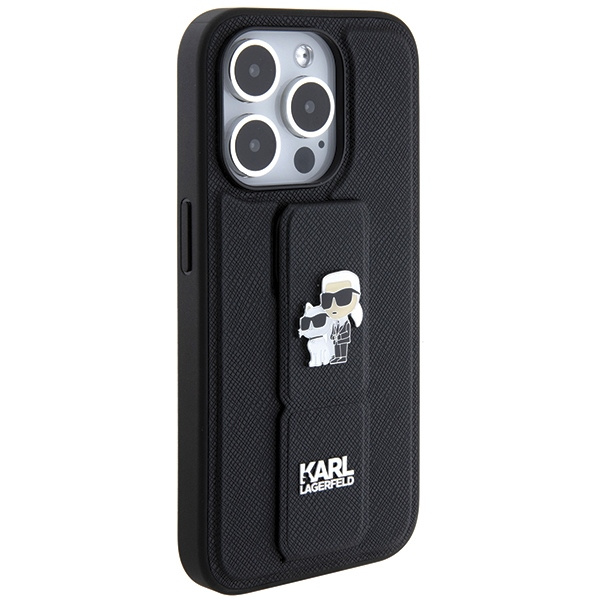 Karl Lagerfeld KLHCP14LGSAKCPK Apple iPhone 14 Pro hardcase Gripstand Saffiano Karl&Choupette Pins black