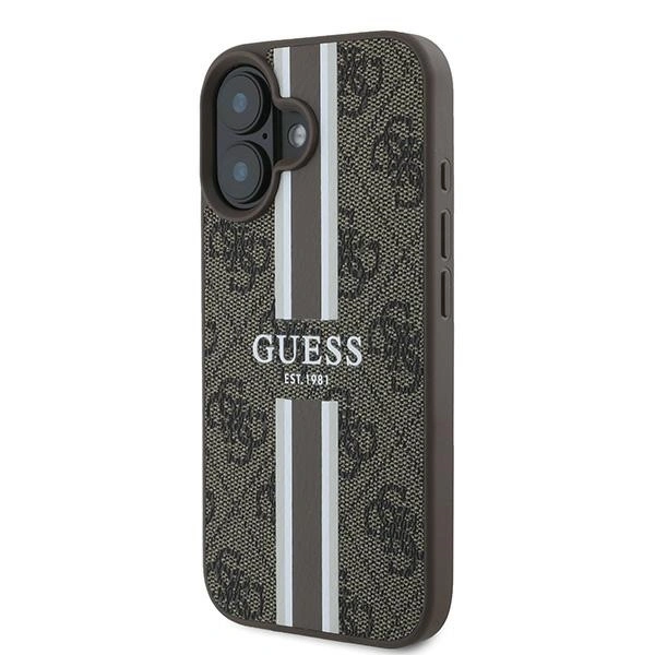 Guess GUHMP16MP4RPSW Apple iPhone 16 Plus hardcase 4G Printed Stripes MagSafe brown