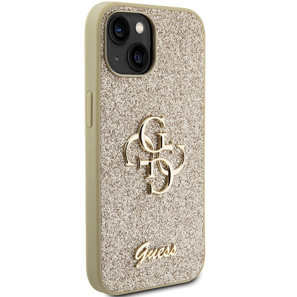 Guess GUHCP15SHG4SGD Apple iPhone 15 hardcase Glitter Script Big 4G gold