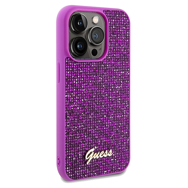 Guess GUHCP14LPMSDGSF Apple iPhone 14 Pro hardcase Disco Metal Script fuschia
