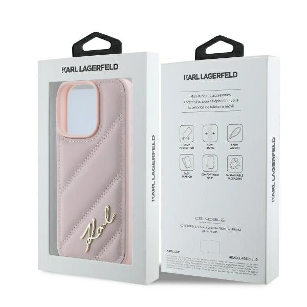 Case Karl Lagerfeld KLHCP16LPQDSMGP Apple iPhone 16 Pro hardcase Quilted Signature pink
