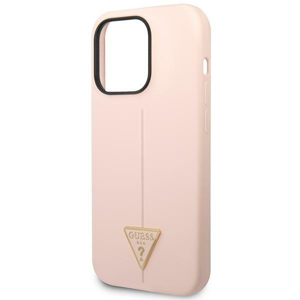 Guess GUHCP14XSLTGP Apple iPhone 14 Pro Max pink hardcase Silicone Triangle
