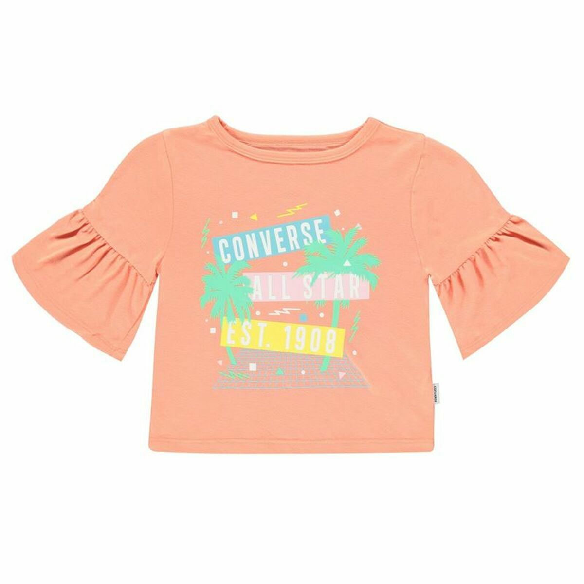Child's Short Sleeve T-Shirt Converse  Ruffle  Salmon