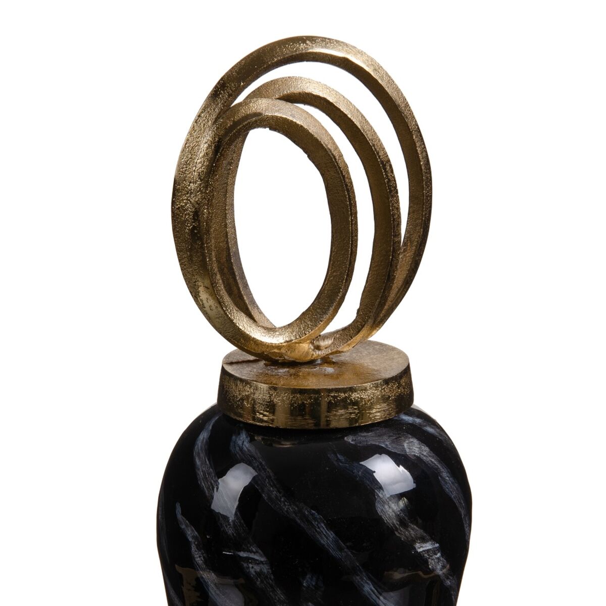 Vase Kristall Schwarz Gold Metall 15 x 15 x 46 cm