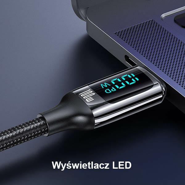 USAMS Nylon Cable U78 USB-C - USB-C LED 1.2m 100W Fast Charging white SJ546USB02 (US-SJ546)