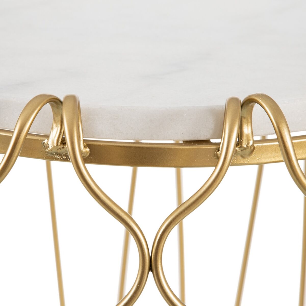 Side table Golden Metal White Marble