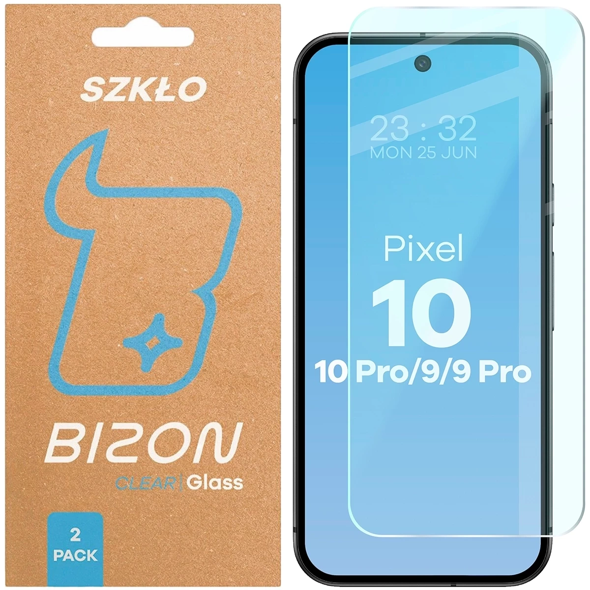 Szkło hartowane Bizon Glass Clear Duo do Google Pixel 10 / 10 Pro / 9 / 9 Pro [2 PACK]