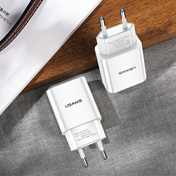 USAMS Wall Charger 1xUSB T18 2,1A white Fast Charging CC075TC01