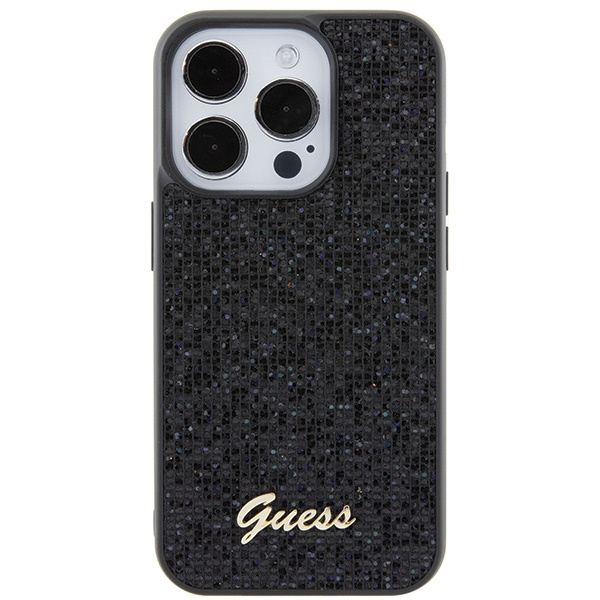 Guess GUHCP15LPMSDGSK Apple iPhone 15 Pro hardcase Disco Metal Script black