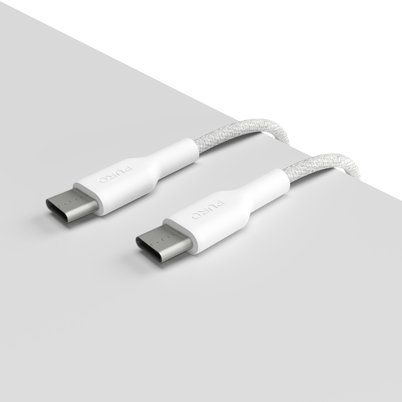 Cable PURO Fabric Ultra Strong heavy duty USB-C/USB-C 1,2m (white)