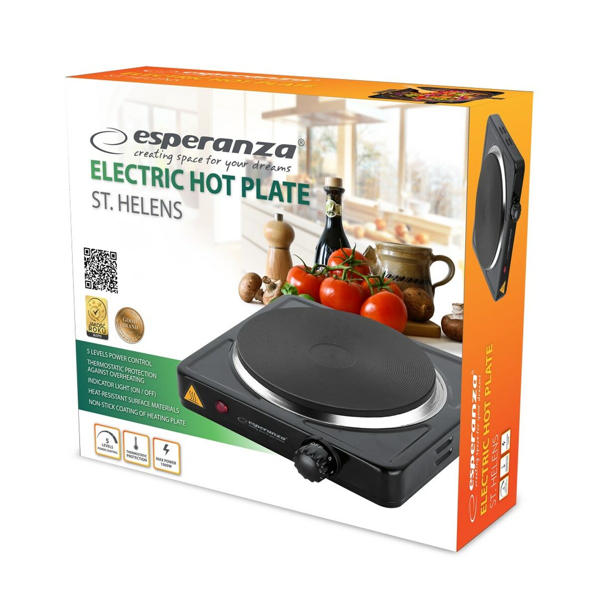 Electric Hot Plate Esperanza EKH003K 21 cm 1000 W