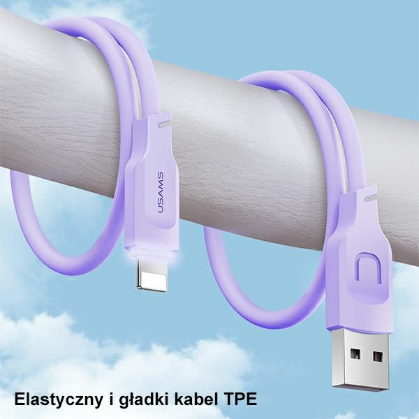 USAMS Lithe Series Cable USB/Lightning Fast Charging 2,4A 1,2m purple (US-SJ565)