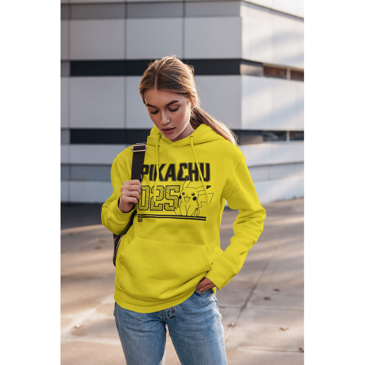 Unisex Hoodie Pokémon Picachu Line Art Yellow