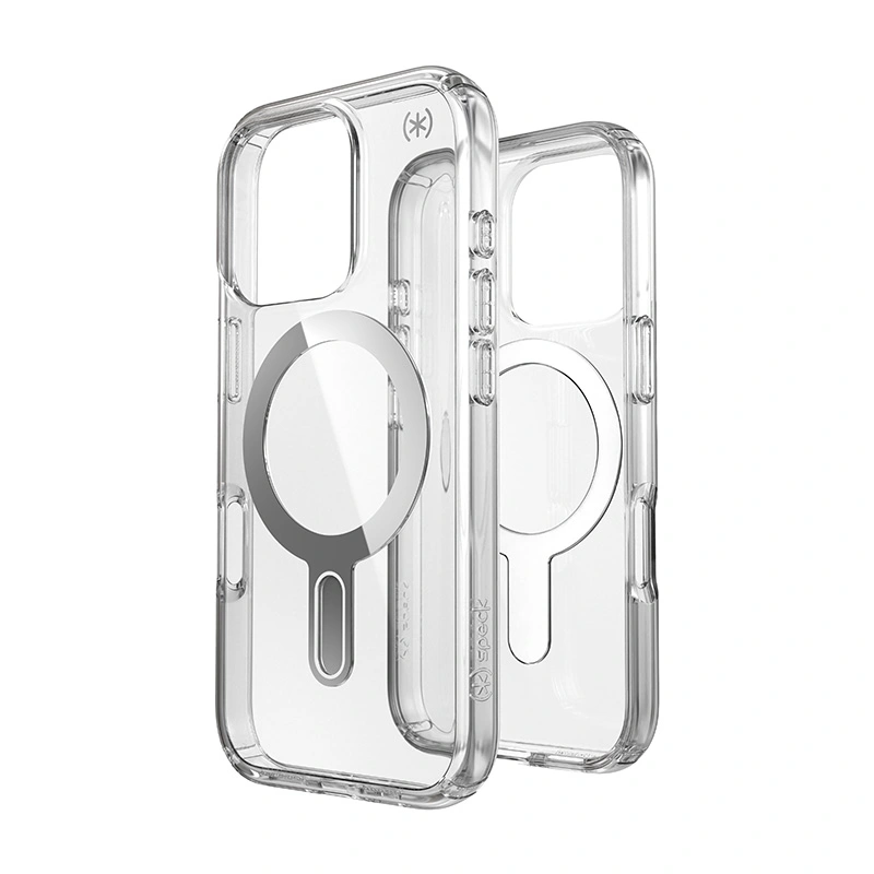 Speck Presidio Perfect-Clear ClickLock & MagSafe Apple iPhone 16 Pro (Clear / Chrome Finish / Serene Silver)