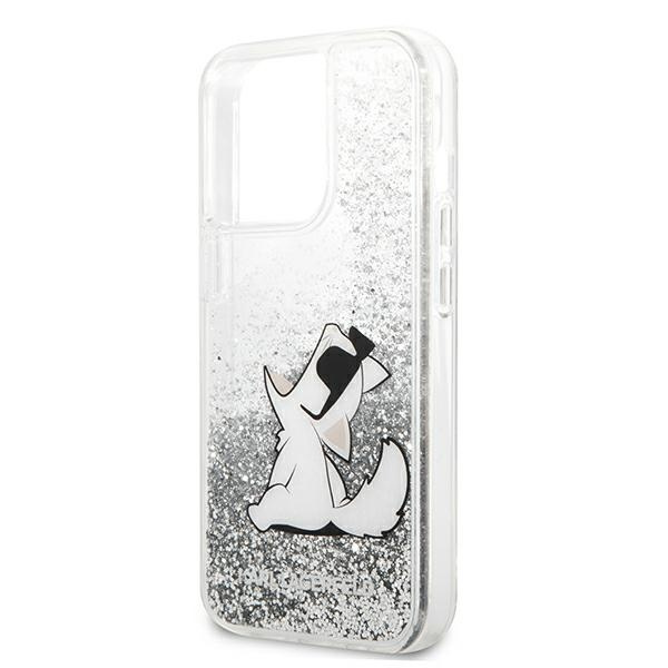 Karl Lagerfeld KLHCP13XGCFS Apple iPhone 13 Pro Max silver hardcase Liquid Glitter Choupette Fun