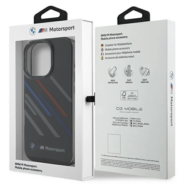 BMW BMHCP16L23HTRAK Apple iPhone 16 Pro hardcase Motorsport IML Random Stripes black
