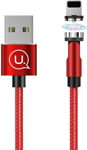 USAMS Magnetic Nylon Cable U59 Lightning 2.1A Fast Charge 1m red SJ472USB02 (US-SJ472) 