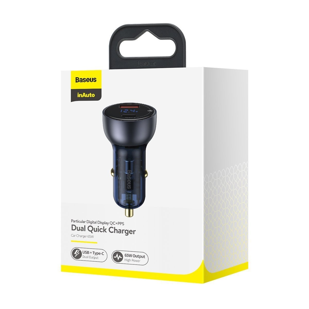 Baseus Particular Digital Display QC+PPS Dual Quick Charger Car Charger 65W Gray