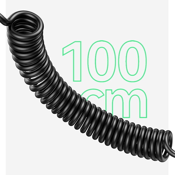 USAMS Car Charger with Spring Cable 2xUSB-C 1xUSB-A C33 60W black CC167CC01 (US-CC167)
