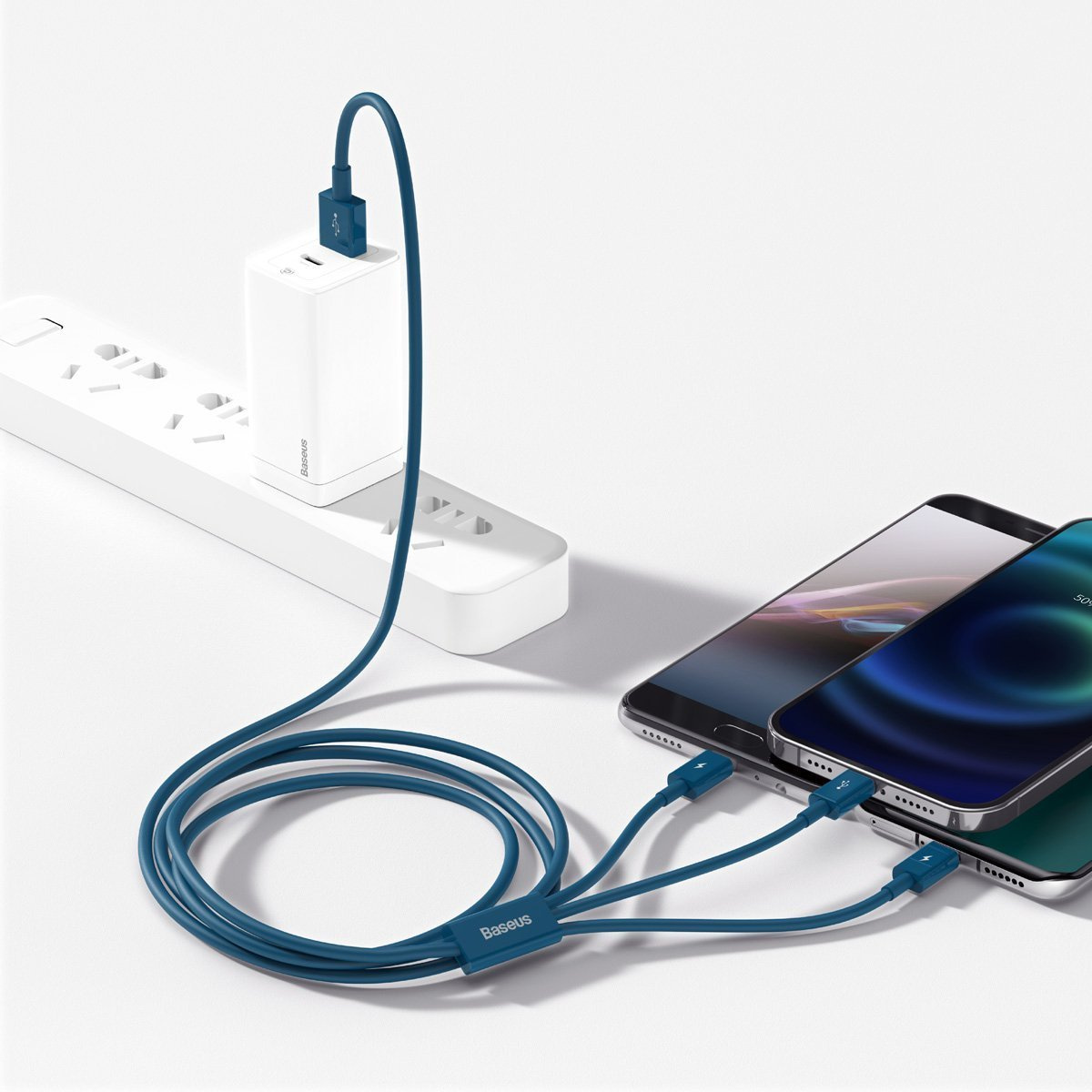 USB cable 3in1 Baseus Superior Series, USB to micro USB / USB-C / Lightning, 3.5A, 1.2m (blue)