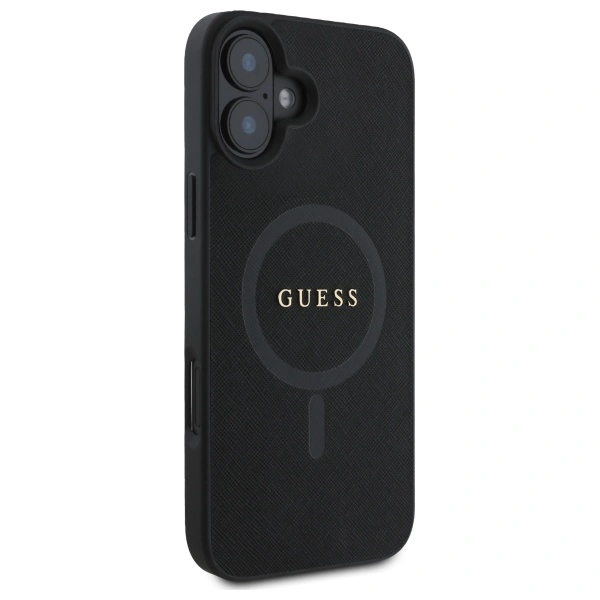 Guess GUHMP16SPSAHMCK Apple iPhone 16 hardcase Saffiano Classic Logo MagSafe black