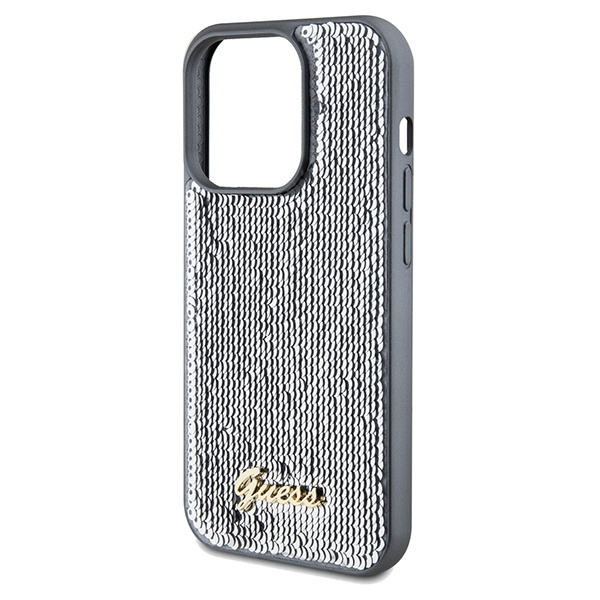 Guess GUHCP14XPSFDGSS Apple iPhone 14 Pro Max hardcase Sequin Script Metal silver