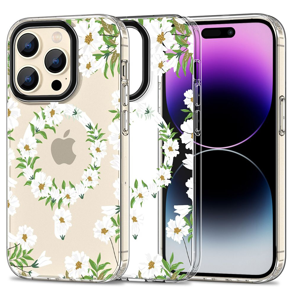 Tech-protect MagMood MagSafe Apple iPhone 15 Pro White Daisy