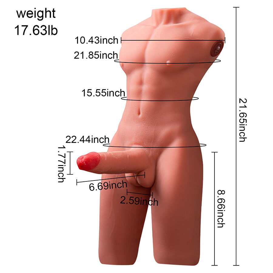 XISE - JASON HALF BODY REALISTIC MALE TORSO WITH THRUSTING AND VIBRATION 55 CM XISE - JASON HALF BODY REALISTIC MALE TORSO WITH THRUSTING AND VIBRATION 55 CM