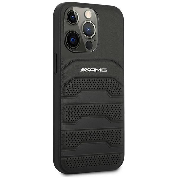 Mercedes AMG AMHCP14LGSEBK Apple iPhone 14 Pro black hardcase Leather Debossed Lines