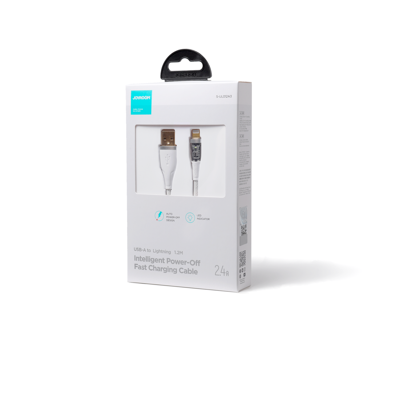 Joyroom Smart Power-Off USB-A/Lightning Cable 2.4A 1.2m white (S-UL012A3)