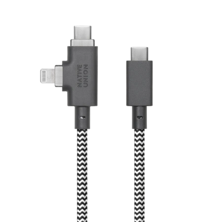 Kabel Native Union Belt Cable Duo Pro 240W USB-C / USB-C + Lightning, 2.4m (zebra)