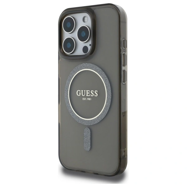 Guess GUHMP16XHFGEREK Apple iPhone 16 Pro Max hardcase IML Glitter Circle MagSafe black