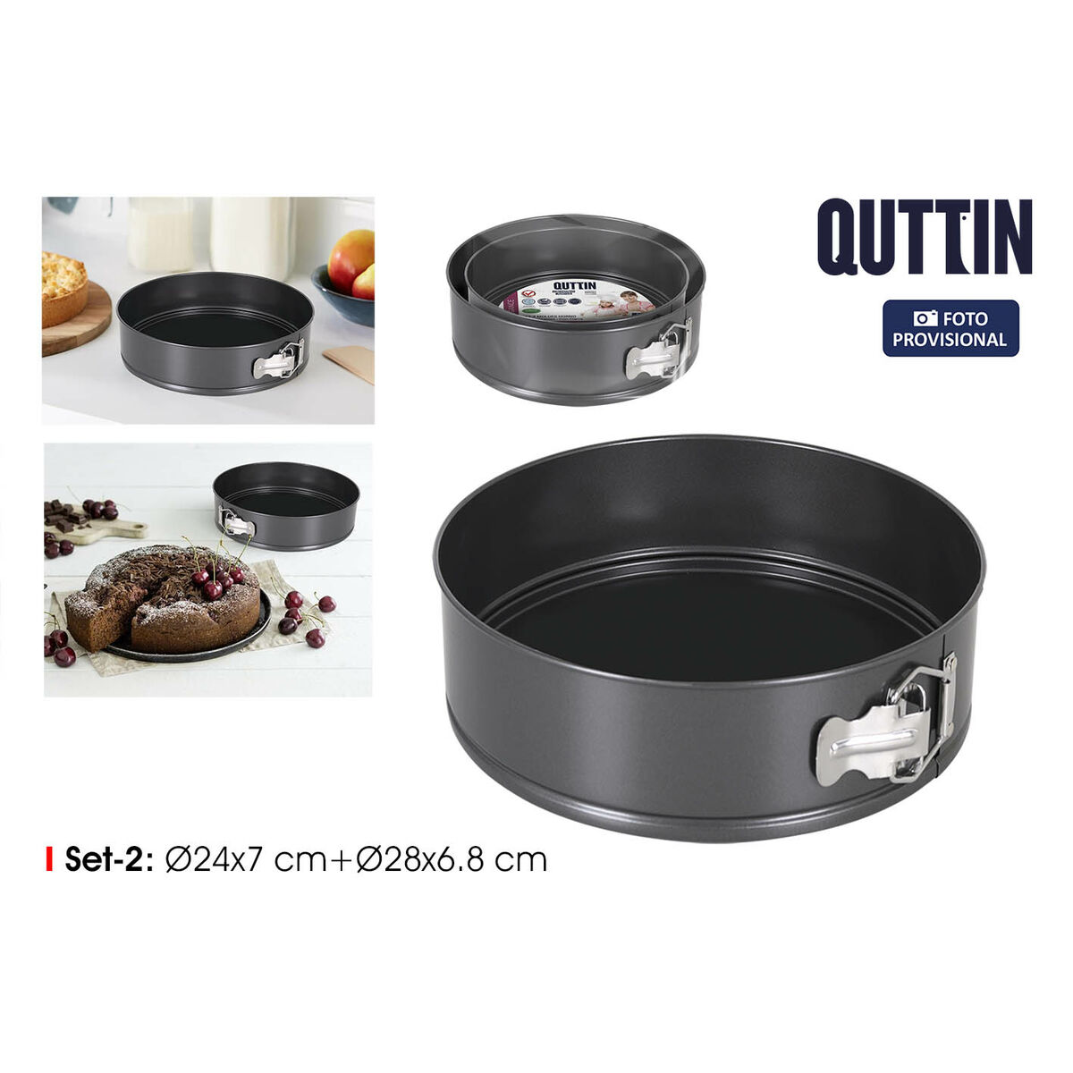 Springform Pan Quttin Black 24 x 7+28 x 6,8 cm 2 Pieces (6 Units)