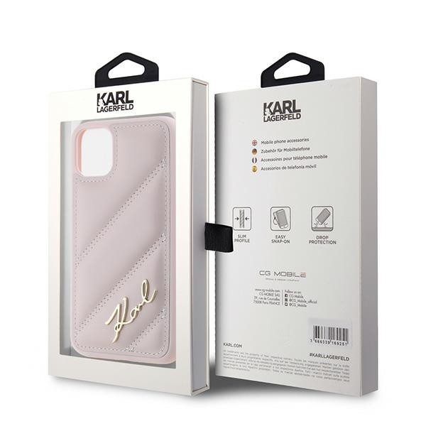 Karl Lagerfeld KLHCN61PQDSMGP Apple iPhone 11 / XR hardcase Diagonal Quilted Script pink