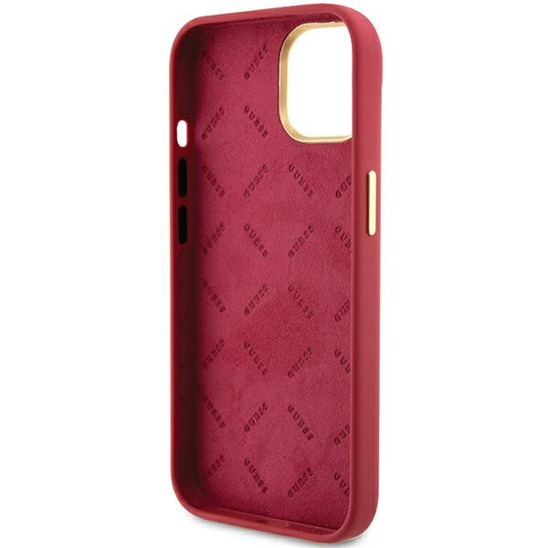 Guess GUHCP15SSMBSLM iPhone 15 magenta hardcase Silicone Script Metal Logo & Frame