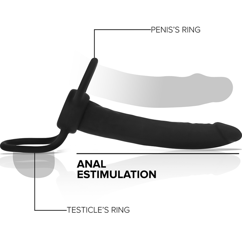 MYTHOLOGY - COBI ONYX ANAL DILDO WITH COCK AND TESTICLE RING 13 CM