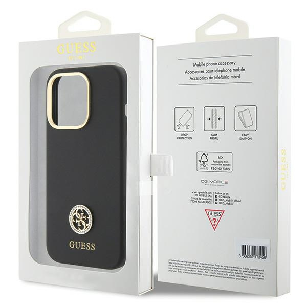 Guess GUHCP15XM4DGPK Apple iPhone 15 Pro Max hardcase Silicone Logo Strass 4G black