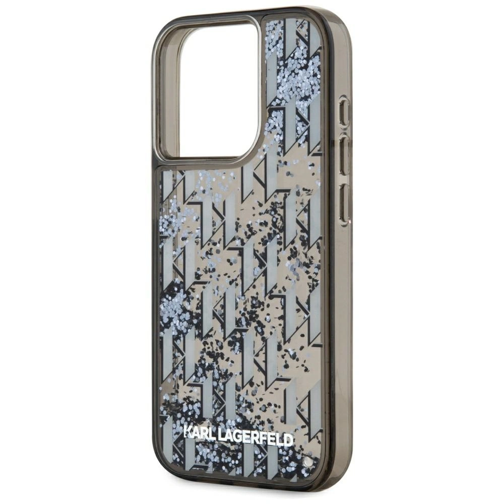 Etui Karl Lagerfeld Liquide Glitter Monogram Gradient do Apple iPhone 15 Pro Max czarny