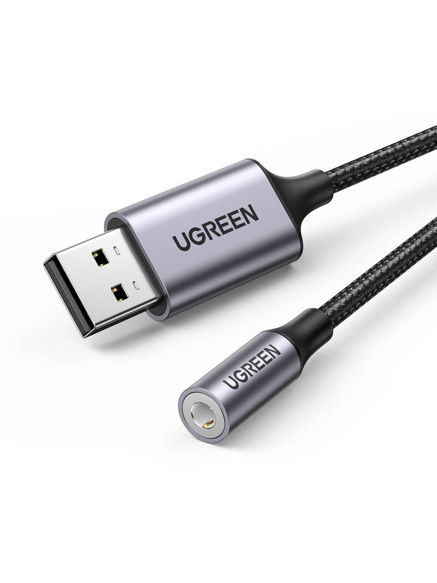 UGREEN CM477 Audio Adapter, USB to Mini Jack 3.5mm AUX (grey)